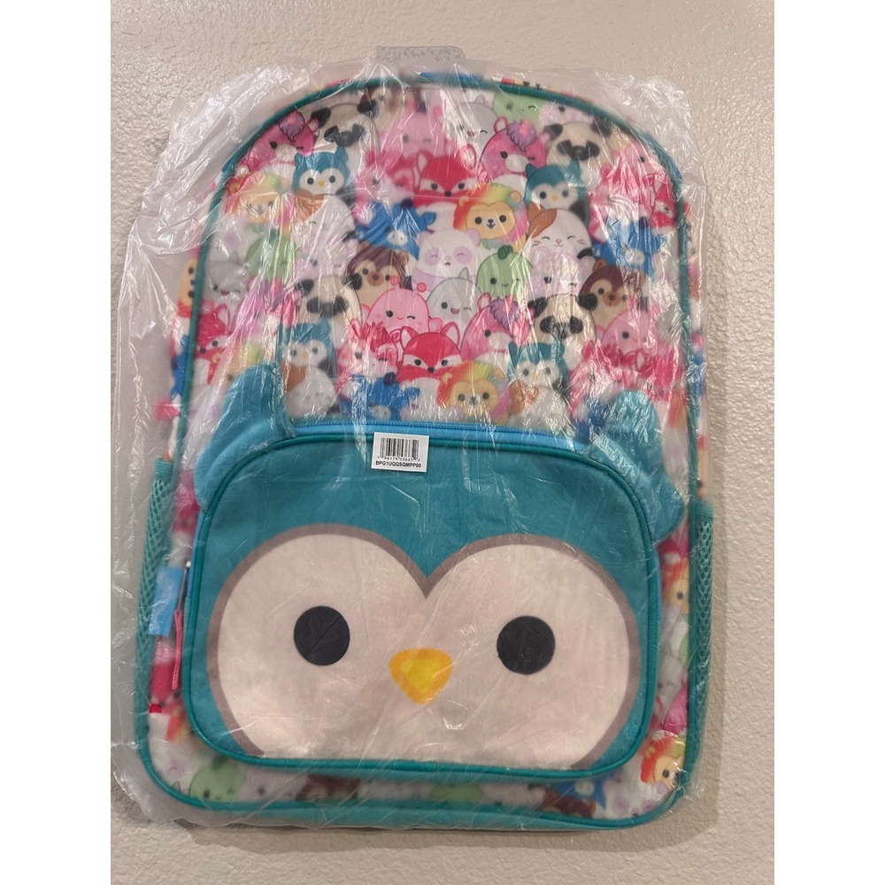 Squishmallows Backpack Teal Owl‎ & Friends Print Kids School Bag New